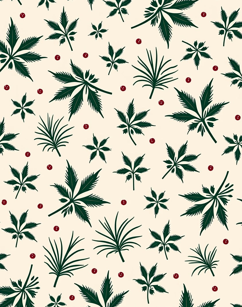 Rustic Leaf and Berry Pattern Rug