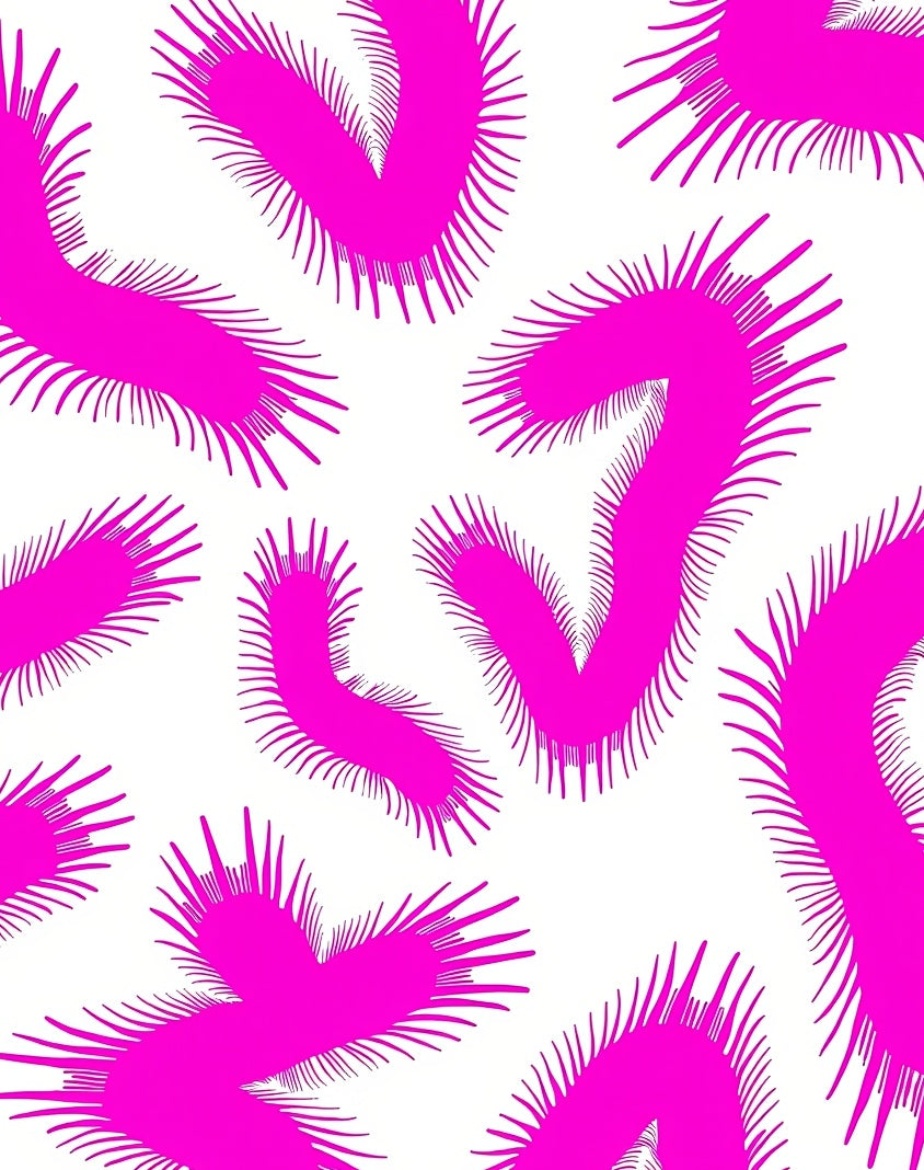 Whimsical Pink Furry Abstract Pattern Rug