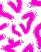 Whimsical Pink Furry Abstract Pattern Rug