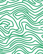 Green Abstract Wavy Lines Design Rug