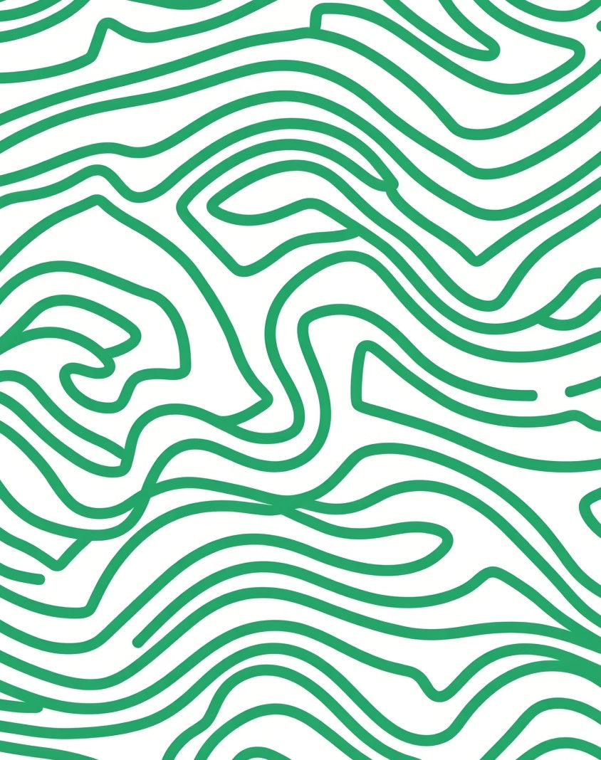 Green Abstract Wavy Lines Design Rug