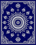 Mandala Floral Deep Blue Ornamental Design Rug