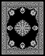 Black And White Floral Medallion Design Rug