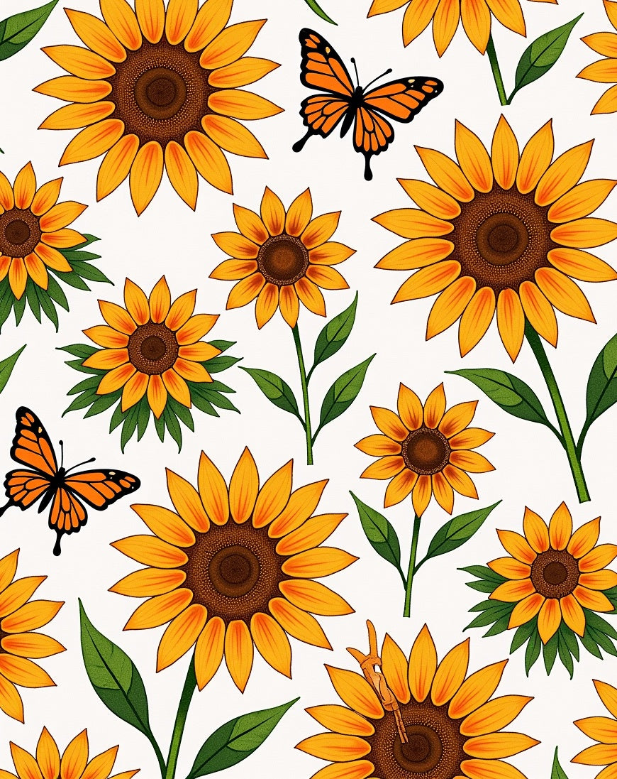 Sunflower Butterfly Nature Pattern Rug