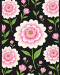 Pink Peony Floral Pattern Rug