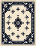 Cream Navy Floral Medallion Rug