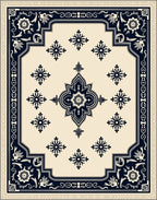 Cream Navy Floral Medallion Rug