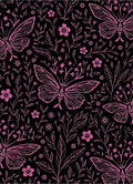 Pink Butterfly Floral Vines Rug