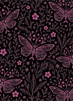 Pink Butterfly Floral Vines Rug