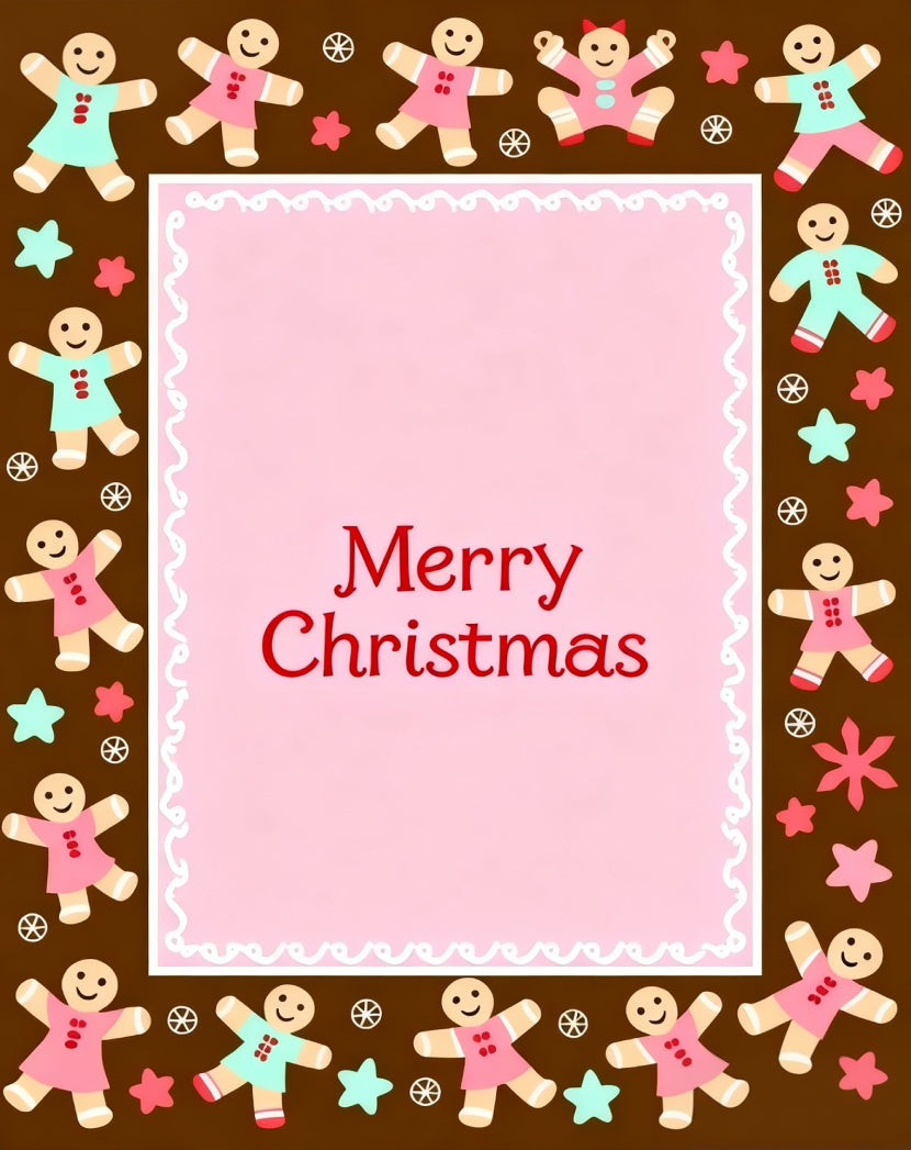 Merry Christmas Gingerbread People Border Rug