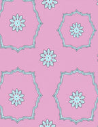 Light Pink Floral Medallion Frame Rug
