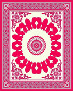 Bold Pink Floral Mandala Style Rug
