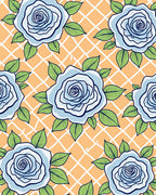Light Blue Rose Garden Pattern Rug