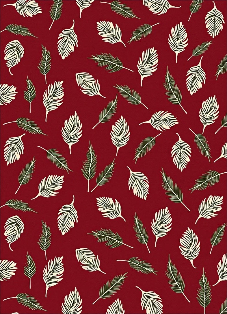 Leaf Pattern With Red Background Rug