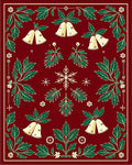 Red Festive Holly Bells Snowflakes Rug