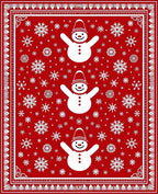 Red Snowman Snowflake Pattern Rug