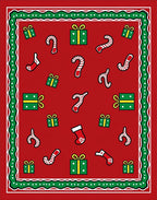 Festive Holiday Candy Cane Gifts Pattern Rug