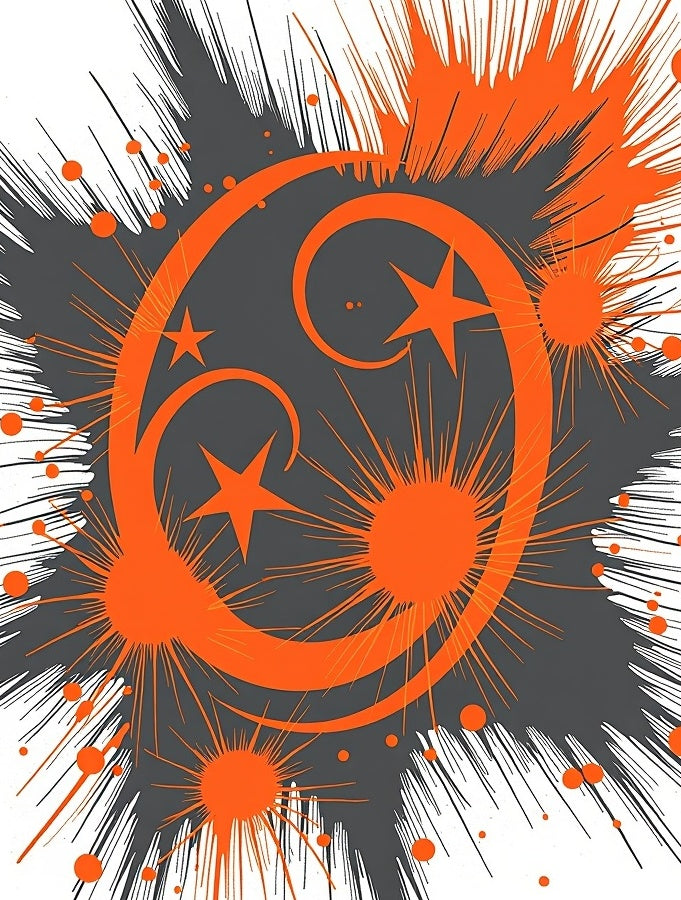 Orange Starburst Swirl Design Rug