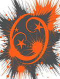 Orange Starburst Swirl Design Rug