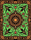 Green Orange Black Floral Sun Pattern Rug