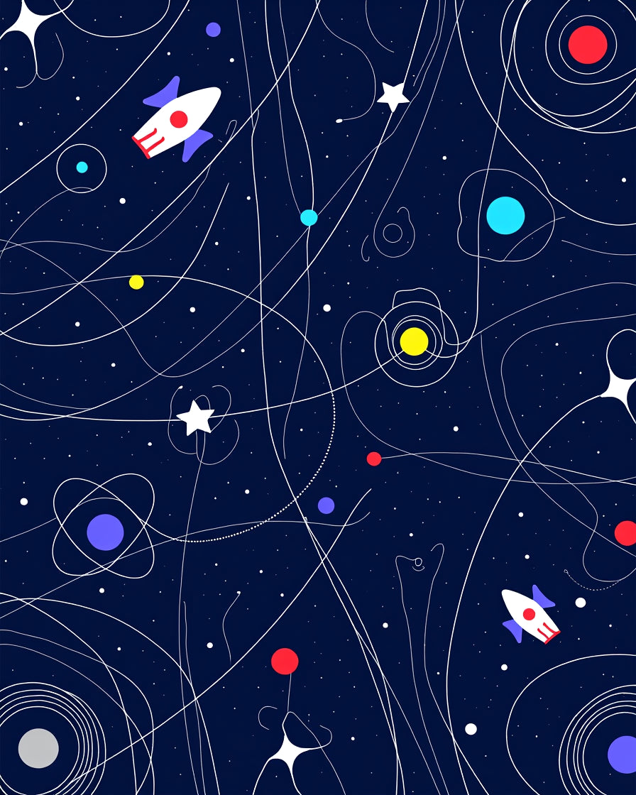 Cosmic Orbit And Rocket Abstract Rug