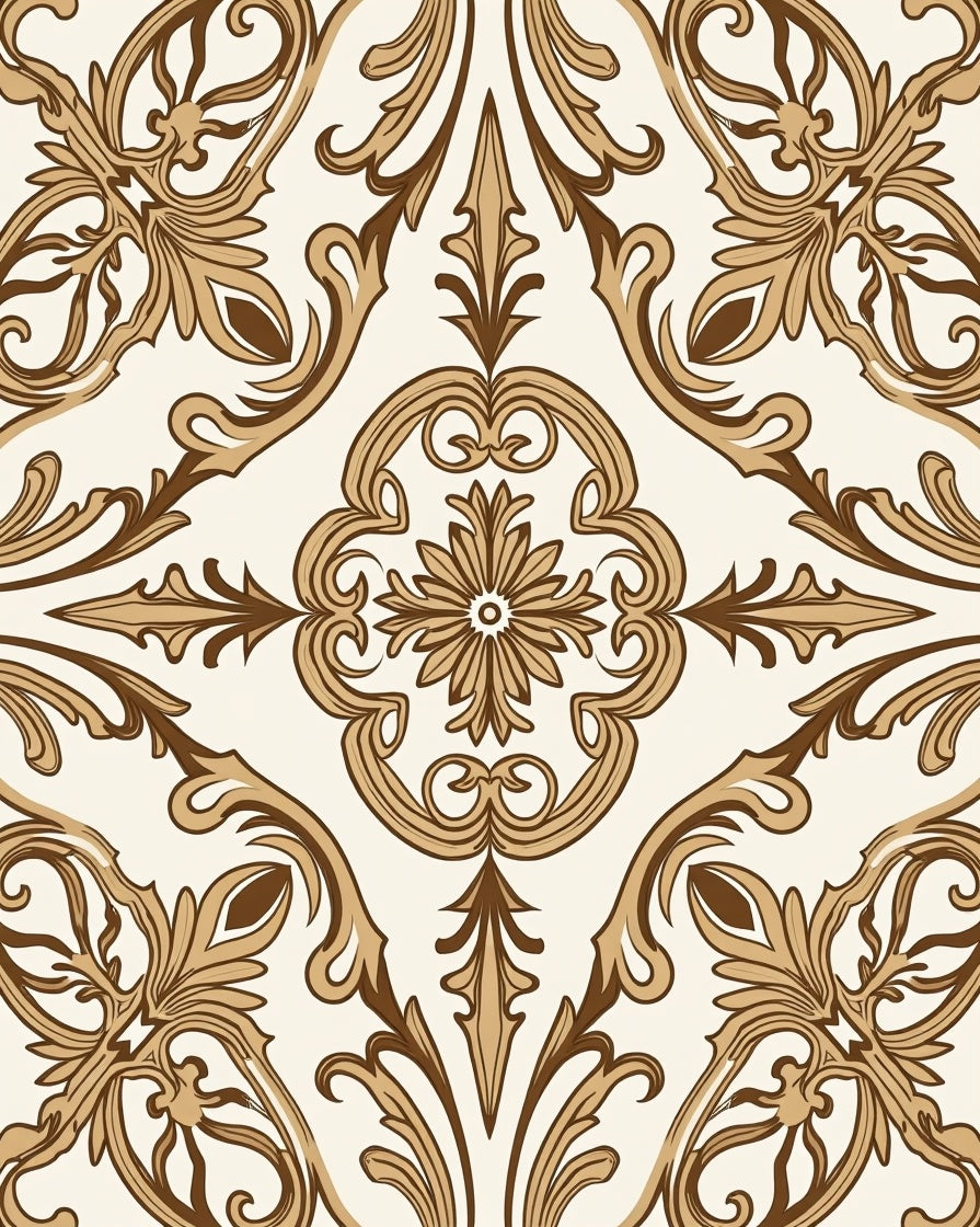 Classic Damask Leaf Swirl Rug