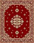 Antique Floral Border Red Rug