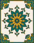 Turquoise Yellow Floral Mandala Design Rug