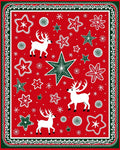 Holiday Reindeer Star Burst Red Rug