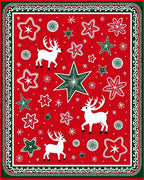 Holiday Reindeer Star Burst Red Rug