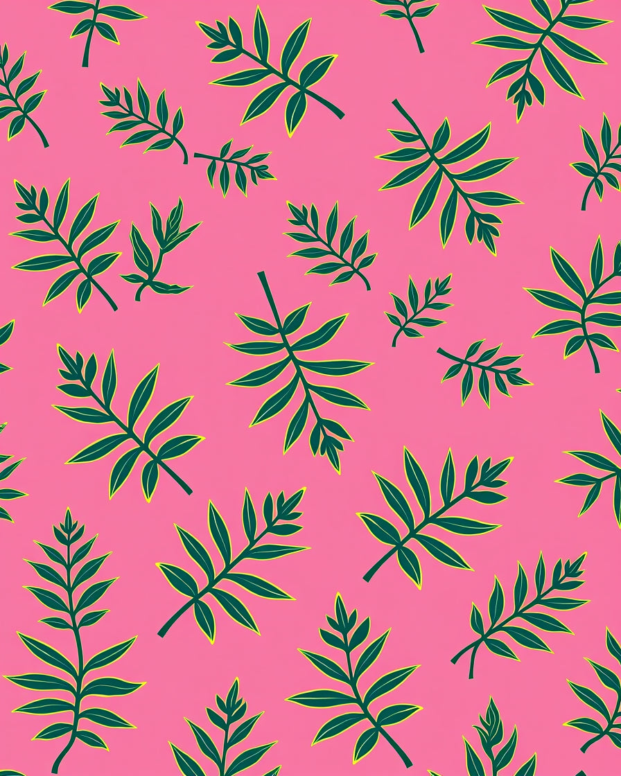 Vibrant Pink Emerald Leafy Spray Rug