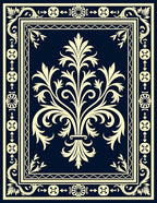 Elegant Ivory Fleur-de-lis Pattern Rug