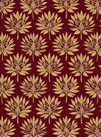 Golden Leaf Pattern on Burgundy Background Rug