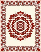 Crimson Mandala Floral Border Design Rug
