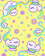 Clouds Flowers Rainbows Pattern Rug