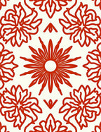 Red Floral Symmetry Patterned Rug