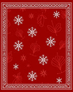 Red Snowflake Leaf Pattern Rug
