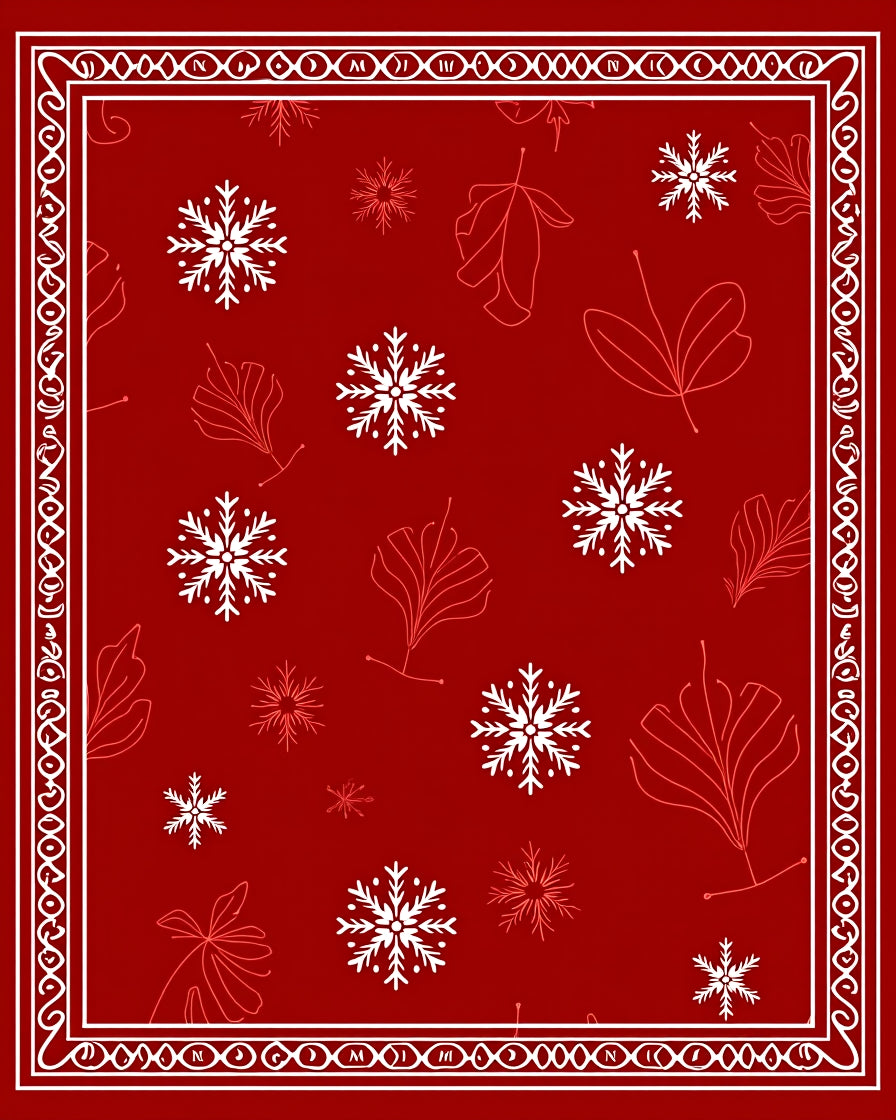 Red Snowflake Leaf Pattern Rug