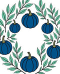 Deep Blue Pumpkin Vine Pattern Rug