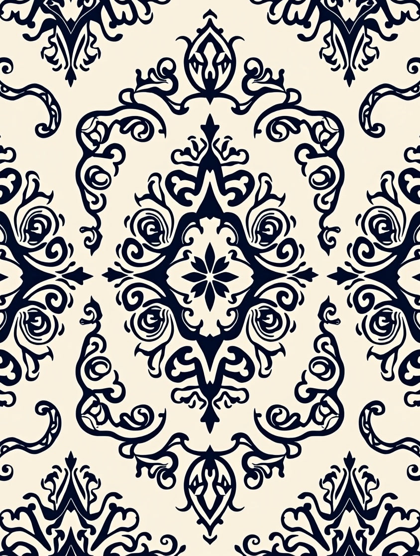 Classic Damask Swirl Pattern Rug