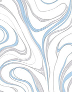 Abstract Swirl Blue Gray White Pattern Rug
