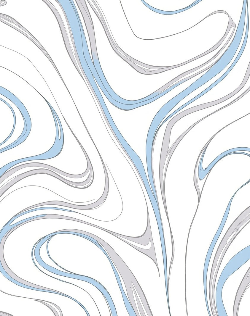 Abstract Swirl Blue Gray White Pattern Rug