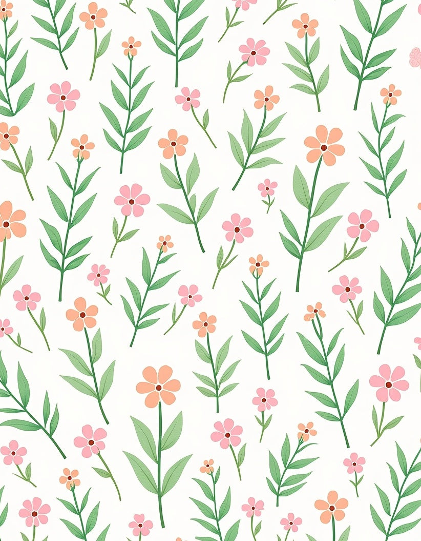 Floral Pattern With Green Stems Rug