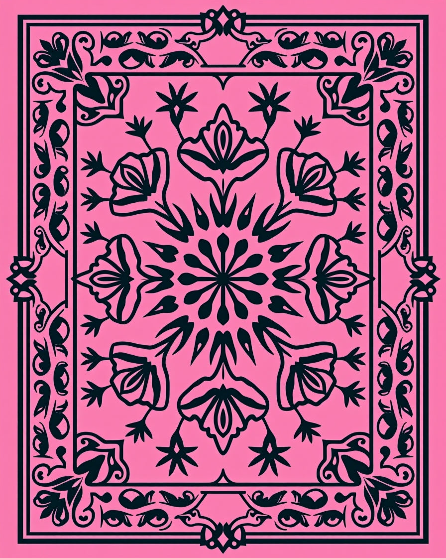 Delicate Floral Symmetry Patterned Rug