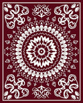 Crimson White Intricate Floral Mandala Pattern Rug