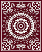 Crimson White Intricate Floral Mandala Pattern Rug