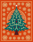 Festive Tree Snowflake Pattern Rug