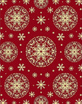 Red Gold Mandala Snowflake Pattern Rug