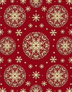 Red Gold Mandala Snowflake Pattern Rug