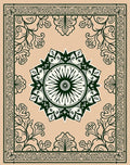 Ornate Floral Mandala Border Design Rug